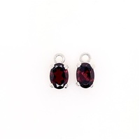 S/S Earring 7x5 Garnet