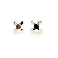 S/S Earring Rd 3.5mm Smokey Quartz