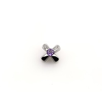 S/S Pendant Rd 3.5mm Amethyst