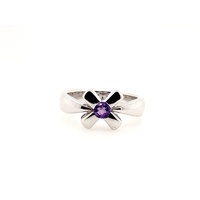 S/S Ring Rd 3.5mm Amethyst