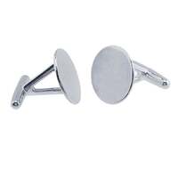 S/S Round Flat-Top Fixed-End Cuff Link