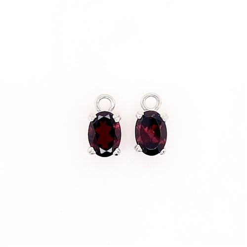 S/S Earring 7x5 Garnet