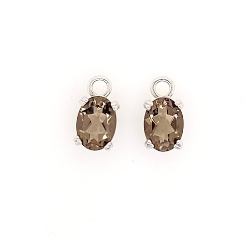 S/S Earring 7x5 Smokey Quartz