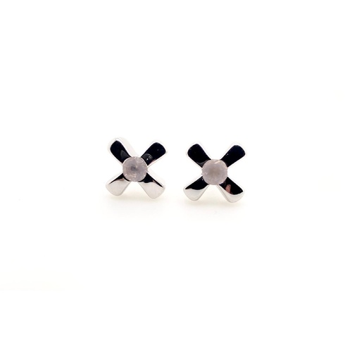 S/S Earring Rd 3.5mm Rose Qtz