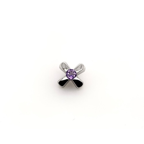 S/S Pendant Rd 3.5mm Amethyst