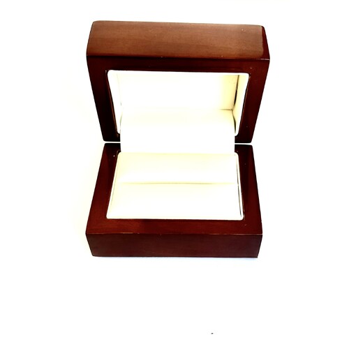Wood Dble Ring Box Brown/Cream