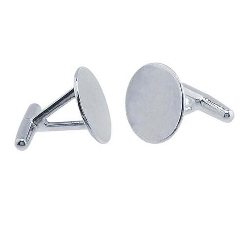 S/S Round Flat-Top Fixed-End Cuff Link
